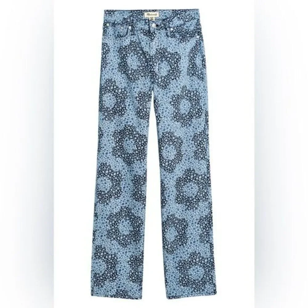 New MADEWELL Baggy Straight Jeans in Quilted Floral in Classic Indigo Size 30